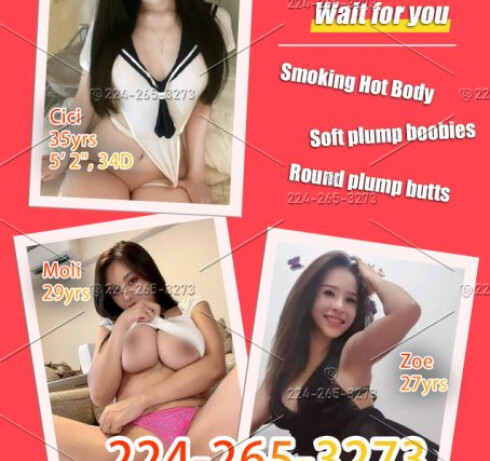 3 NEW GIRLS NEED LOVE! CATCH YOUR TIME TO ENJOY SEXUAL LIFE!!224-265-3273